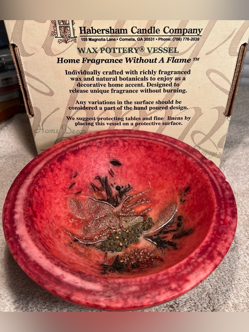 Habersham Candle Company Wax Pottery Vessel  Collection Cranberry Spice